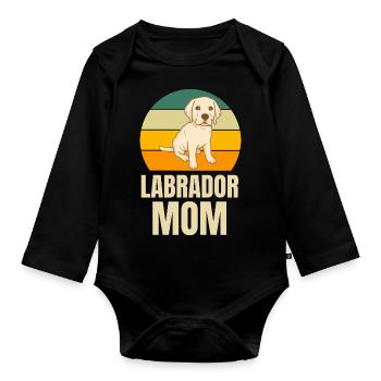 Chiens Maman Amoureux des chiens Fête des mères Rétro Labrador - Body Bébé bio manches longues - noir - Devant