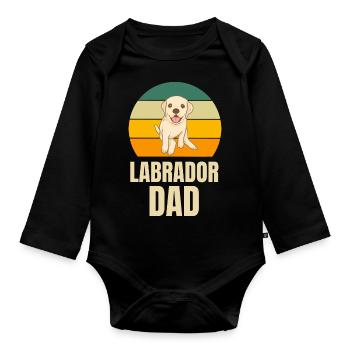 Labrador Papa Propriétaire de chien Fête des pères Rétro Labrador - Body Bébé bio manches longues - noir - Devant