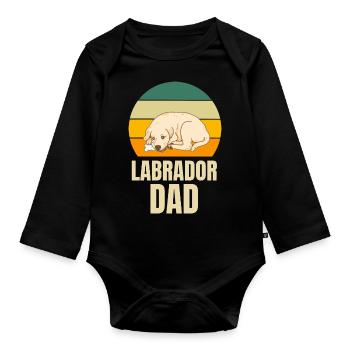 Chiens rétro Papa Labrador - Body Bébé bio manches longues - noir - Devant