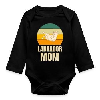 Retro Dogs Mama Labrador - Organic Longsleeve Baby Bodysuit - black - Front