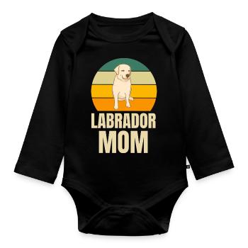 Retro Dogs Labrador Mama - Organic Longsleeve Baby Bodysuit - black - Front