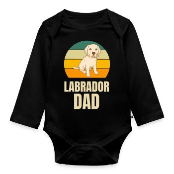 Rétro Labrador Papa - Body Bébé bio manches longues - noir - Devant