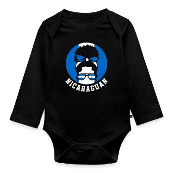 Nicaraguan girl Nicaragua - Organic Longsleeve Baby Bodysuit - black - Front