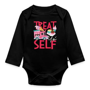 Cône de crème glacée Treat Yo' Self - Body Bébé bio manches longues - noir - Devant