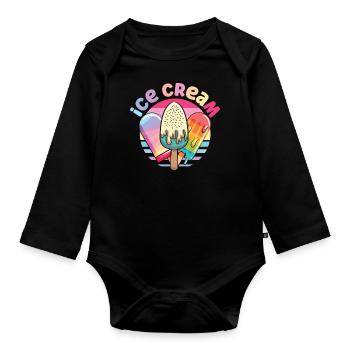 Ice Cream Cone Popsicle Retro Ice - Baby Bio-Langarm-Body - Schwarz - Vorne