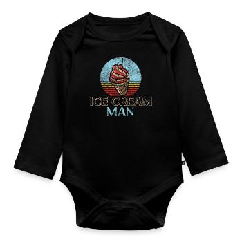 Ice Cream Boy Cone Sundae Retro - Baby Bio-Langarm-Body - Schwarz - Vorne