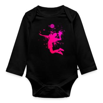 Volleyballer Beach Volley Volleyball Herren - Baby Bio-Langarm-Body - Schwarz - Vorne