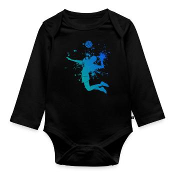 Beach Volley Beachvolleyball Volleyballspielen - Baby Bio-Langarm-Body - Schwarz - Vorne