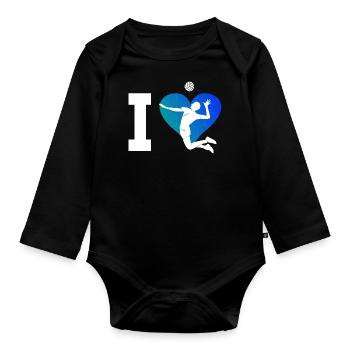Jeux de volleyball Femmes Volleyball Hommes - Body Bébé bio manches longues - noir - Devant
