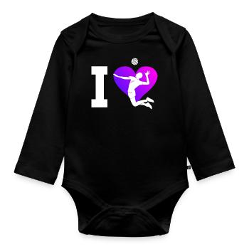 Beachvolleyball Beach Volley Volley Herren - Baby Bio-Langarm-Body - Schwarz - Vorne