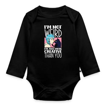 Funny Anime Gift - Organic Longsleeve Baby Bodysuit - black - Front