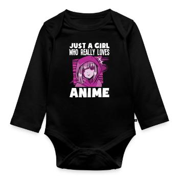 Funny Anime Gift - Organic Longsleeve Baby Bodysuit - black - Front