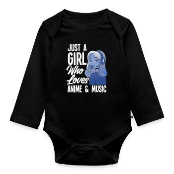 Funny Anime Gift - Organic Longsleeve Baby Bodysuit - black - Front