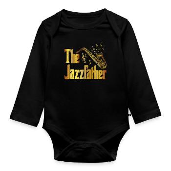 Saxophone Sax Player Jazz Music Woodwind Instrumen - Baby Bio-Langarm-Body - Schwarz - Vorne