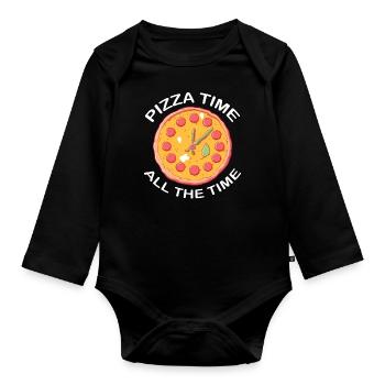 Pizza Faire italien Fast Food Pizza Time Tous les - Body Bébé bio manches longues - noir - Devant