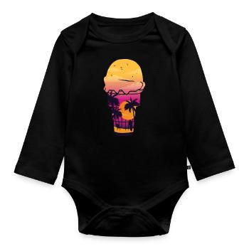 Ice Cream Sunset Beach Cone Sundae - Baby Bio-Langarm-Body - Schwarz - Vorne