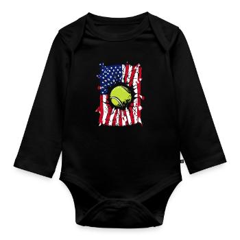 Tennis USA Drapeau - Body Bébé bio manches longues - noir - Devant