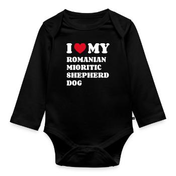 I Love My Romanian Mioritic Shepherd Dog - Organic Longsleeve Baby Bodysuit - black - Front