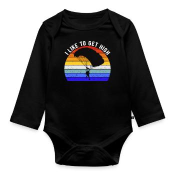 Amateur de parachutisme - J’aime me défoncer - Body Bébé bio manches longues - noir - Devant