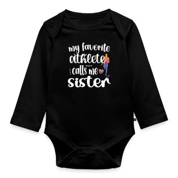 Leichtathletik-Schwester Leichtathleten Schwester - Baby Bio-Langarm-Body - Schwarz - Vorne