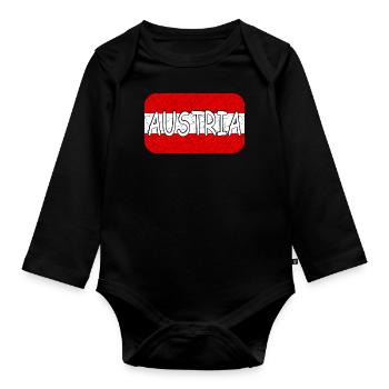 Austria Vintage Flagge - Baby Bio-Langarm-Body - Schwarz - Vorne