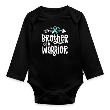Brother Of A Warrior Teal Cervical Cancer Family - Organic Longsleeve Baby Bodysuit - black - Front