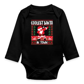 Le Père Noël le plus cool de la ville - Body Bébé bio manches longues - noir - Devant