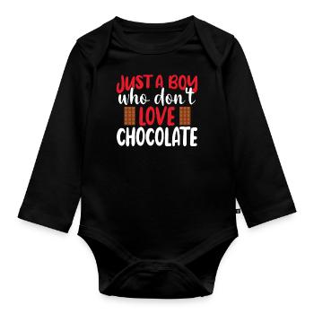 Just a boy who don't love Chocolate - Organic Longsleeve Baby Bodysuit - black - Front