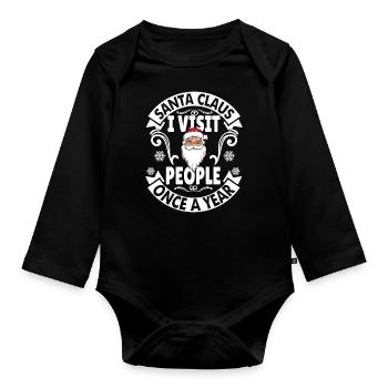 Santa Claus I visit people once a year - Baby Bio-Langarm-Body - Schwarz - Vorne