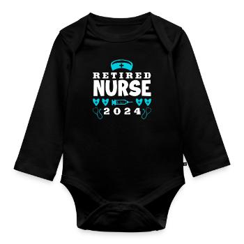 Krankenschwester Pfleger Krankenpfleger Rente - Baby Bio-Langarm-Body - Schwarz - Vorne