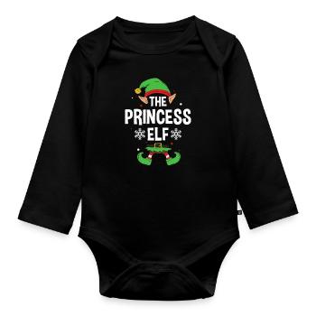 Elfe de cadeau de Noël de famille assorti de groupe - Body Bébé bio manches longues - noir - Devant