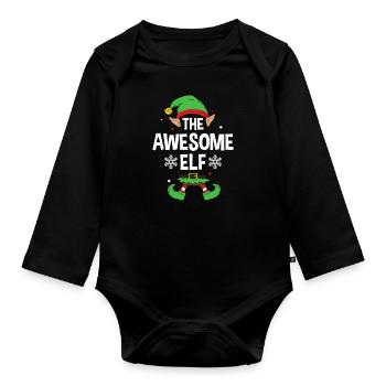Elfe de cadeau de Noël de famille assorti de groupe - Body Bébé bio manches longues - noir - Devant