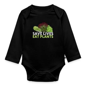Save Lives Eat Plants Animal Rescue Animal Rights - Baby Bio-Langarm-Body - Schwarz - Vorne