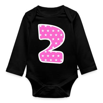 Number 2 - Organic Longsleeve Baby Bodysuit - black - Front