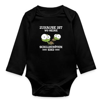 Zuhause Ist Wo Meine Schildkröten Sind - Baby Bio-Langarm-Body - Schwarz - Vorne