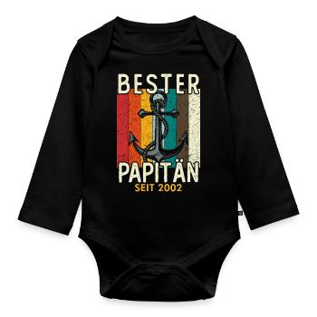 Papitän seit 2002 - Baby Bio-Langarm-Body - Schwarz - Vorne