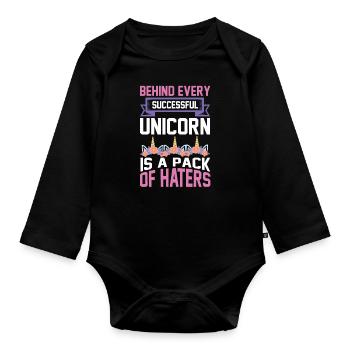 Derrière chaque licorne qui réussit, il y a des haineux - Body Bébé bio manches longues - noir - Devant