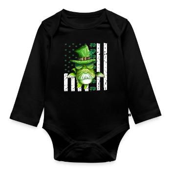 Vacances St Patrick Costume Déguisement Pêcheur - Body Bébé bio manches longues - noir - Devant