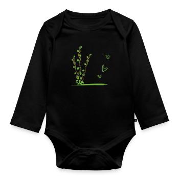 Feuilles du symbole de la nature végétale - Body Bébé bio manches longues - noir - Devant