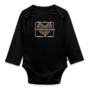 Beste Sozialassistentin Sozialhelferin Geschenk - Baby Bio-Langarm-Body - Schwarz - Vorne