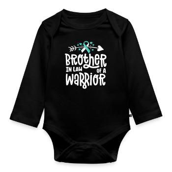 Brother-In-Law Of A Warrior Cervical Cancer - Organic Longsleeve Baby Bodysuit - black - Front