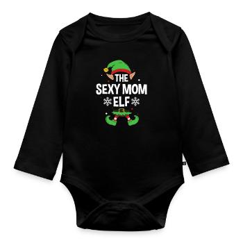 Group Matching Family Christmas Gift Elf - Baby Bio-Langarm-Body - Schwarz - Vorne