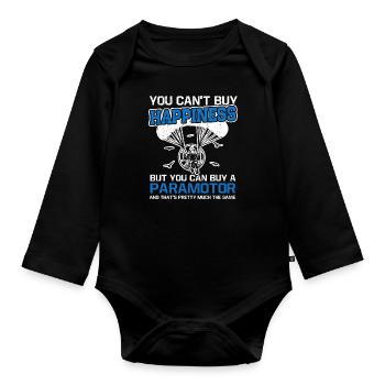 Gleitschirmflieger Paragliding Motorsegler Pilot - Baby Bio-Langarm-Body - Schwarz - Vorne