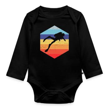 Ladies Diver Scuba Diving Free Dive Diving - Organic Longsleeve Baby Bodysuit - black - Front