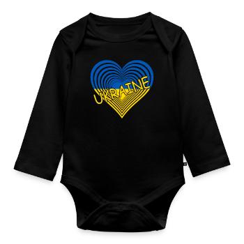 Ukraine Love Heart ukraine - Baby Bio-Langarm-Body - Schwarz - Vorne