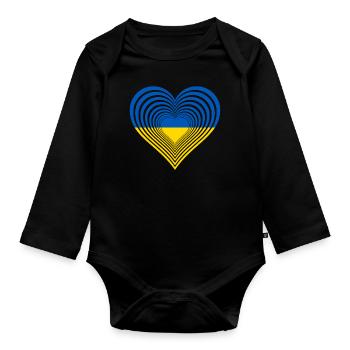 Ukraine - Baby Bio-Langarm-Body - Schwarz - Vorne