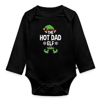 Group Matching Family Christmas Gift Elf - Baby Bio-Langarm-Body - Schwarz - Vorne