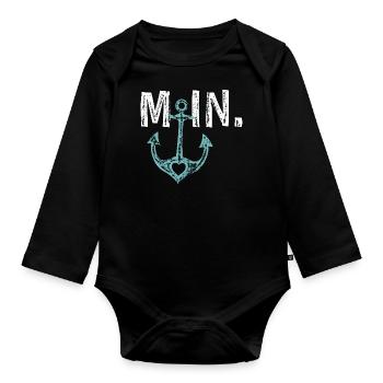 Moin Anker Seefahrt Design Geschenkidee - Baby Bio-Langarm-Body - Schwarz - Vorne