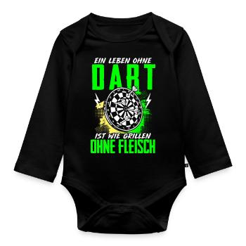 Leben Ohne Dart Grillen Ohne Fleisch - Baby Bio-Langarm-Body - Schwarz - Vorne