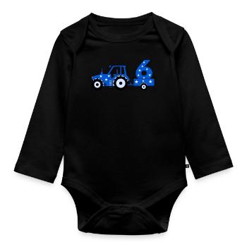 Tracteur du 6ème anniversaire - Body Bébé bio manches longues - noir - Devant